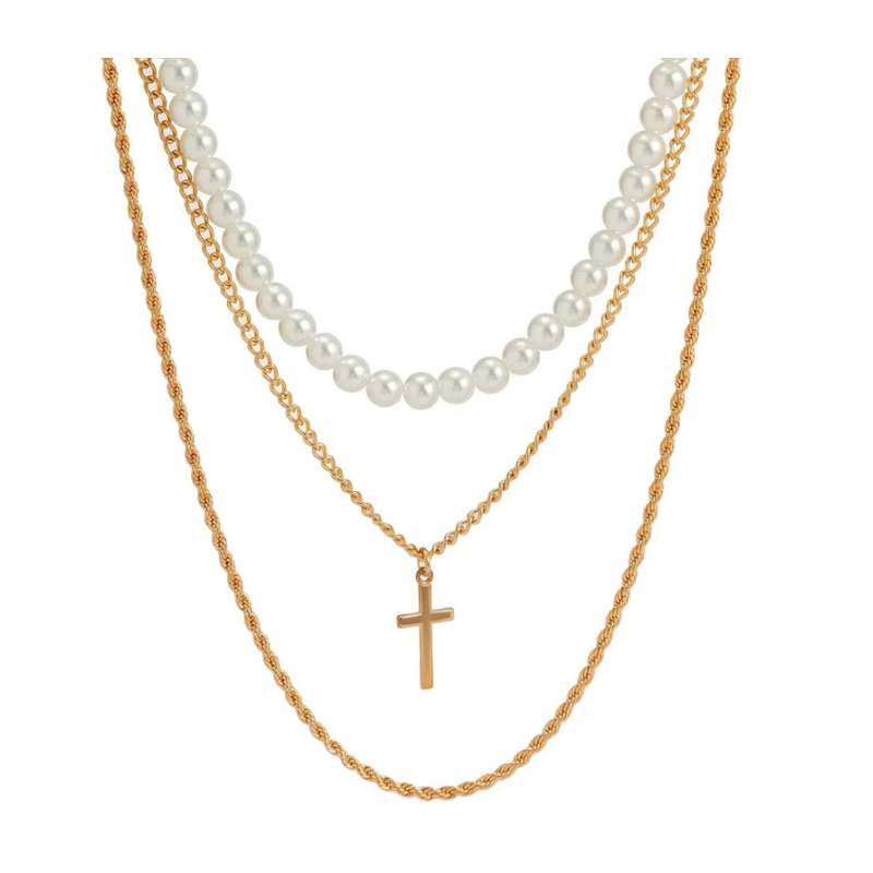 Twisted Cross Pendant Necklace | Pearl and Twisted Cross Jewelry