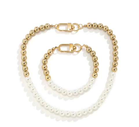 Elegant Pearl Strand Necklace Bracelet Set | Classy Pearl Jewelry