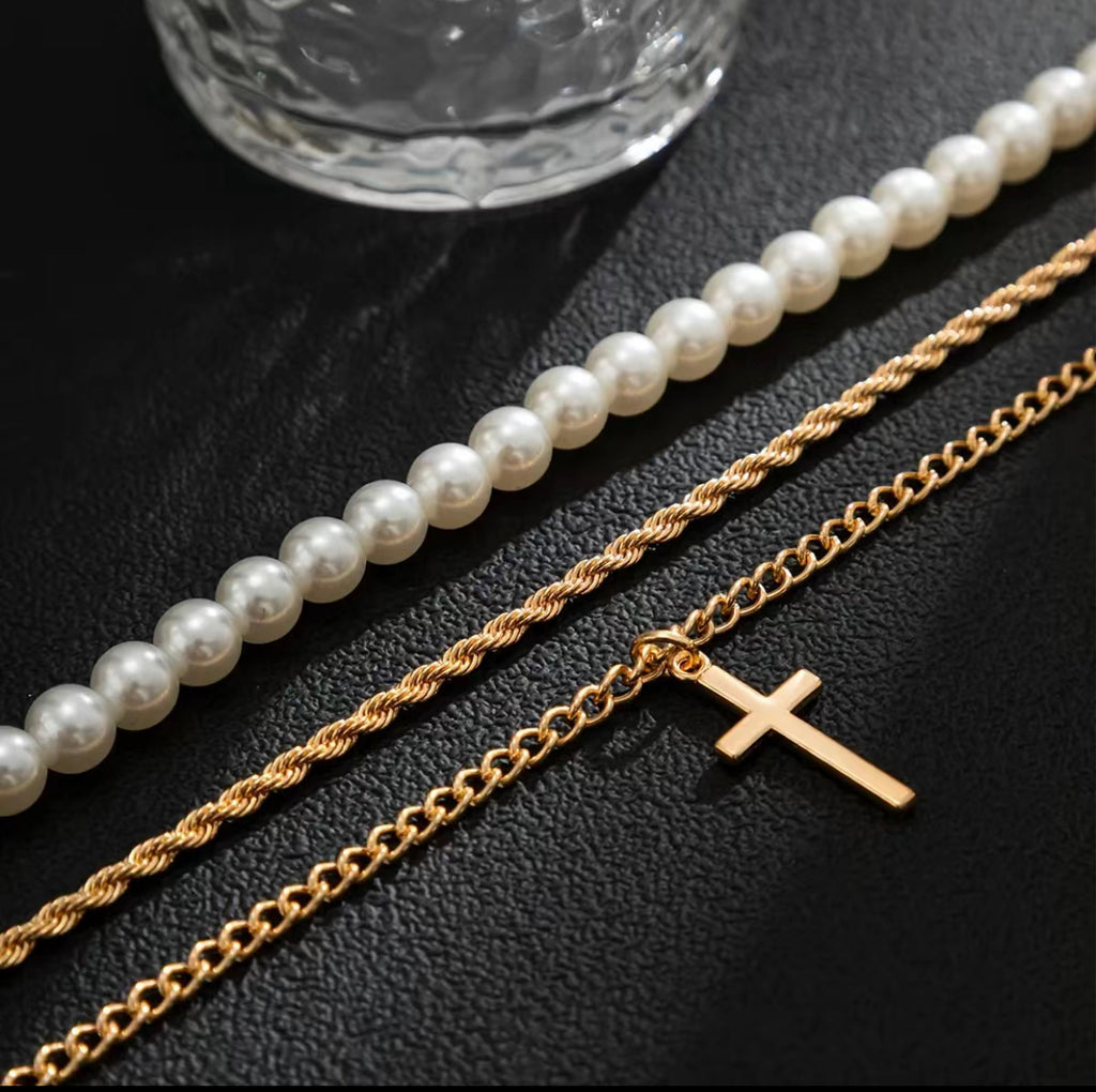 Twisted Cross Pendant Necklace | Pearl and Twisted Cross Jewelry
