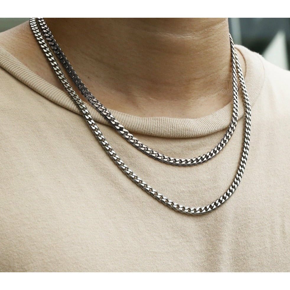 Chains Mens Black Square Stone Necklaces Waterproof Stainless Steel  Geometric Pendant Double Layered Figaro Rope Cuban Box Chain From  Kenterton, $11.17 | DHgate.Com
