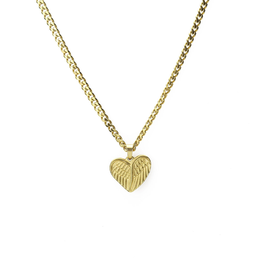 Wings Angel Heart Necklace Gold | Heart Necklace Silver | Art Crown